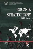 Okładka książki ROCZNIK STRATEGICZNY 2018/19 PRZEGLĄD SYTUACJI POLITYCZNEJ GOSPODARCZEJ I WOJSKOWEJ W ŚRODOWISKU MIĘDZYNARODOWYM POLSKI