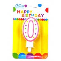 Opakowanie ŚWIECZKA CYFERKA Z KROPECZKAMI 0 7.5 CM PF-SCK0