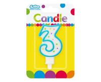 Opakowanie ŚWIECZKA CYFERKA Z KROPECZKAMI 3 7.5 CM PF-SCK3