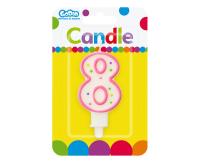 Opakowanie ŚWIECZKA CYFERKA Z KROPECZKAMI 8 7.5 CM PF-SCK8