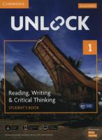 Unlock 1 Reading, Writing, & Critical Thinking Student's Book. Autor: Ostrowska Sabina, Kate Adams, Sowton Chris. SmakLiter.pl Okładka książki Unlock 1 Reading, Writing, & Critical Thinking Student's Book
