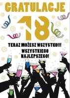 Opakowanie Karnet Party naklejany B6+koperta Urodziny 18 wz16