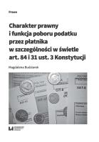 Charakter prawny i funkcja poboru podatku.... Autor: Magdalena Budziarek. SmakLiter.pl Okładka książki Charakter prawny i funkcja poboru podatku...