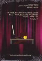 Finanse, ekonomia i zarządzanie (FEZ).. cz.4. Autor: Joanna Nowakowska-Grunt, Ireneusz Miciuła. SmakLiter.pl Okładka książki Finanse, ekonomia i zarządzanie (FEZ).. cz.4