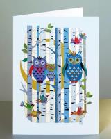 Opakowanie Karnet PM201 wycinany + koperta Sowy