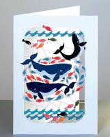 Opakowanie Karnet PM228 wycinany + koperta Delfiny