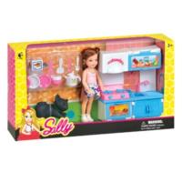 Laleczka Sally z niebieską kuchnią. Wydawca: Pierot Wydawnictwo. SmakLiter.pl Opakowanie Laleczka Sally z niebieską kuchnią