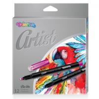 Opakowanie CIENKOPISY Z PLASTIKOWĄ KOŃCÓWKĄ COLORINO ARTIST 12 KOLORÓW