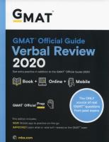 GMAT Official Guide 2020 Verbal Review: Book + Online Question Bank. Wydawca: Wiley. SmakLiter.pl Opakowanie GMAT Official Guide 2020 Verbal Review: Book + Online Question Bank
