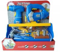 Opakowanie Playme - zestaw narzędzi z wkrętarką, wyżynarką 23el. - niebieski