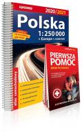 Okładka książki Polska atlas samochodowy 1:250 000 2020/2021 + instrukcja pierwszej pomocy