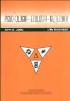 Opakowanie Psychologia etologia genetyka Tom 15/2007