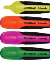 Zakreślacz fluorescencyjny DONAU D-Fresh, 2-5mm(linia), 4 sztuki mix kolorów. Wydawca: Donau. SmakLiter.pl Opakowanie Zakreślacz fluorescencyjny DONAU D-Fresh, 2-5mm(linia), 4 sztuki mix kolorów