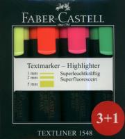 Zakreślacze Textliner 3+1 sztuk. Wydawca: Faber-Castell. SmakLiter.pl Opakowanie Zakreślacze Textliner 3+1 sztuk