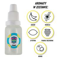 Opakowanie AROMATY 15ML ZESTAW NR 5 - 5 SZTUK (BANAN/WANILIA/CYTRYNA/PIANKA MALINOWA/KOKOS)
