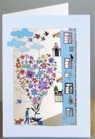 Opakowanie Karnet PM159 wycinany + koperta Serce kwiaty Ślub