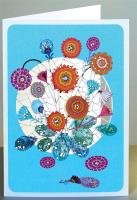 Opakowanie Karnet PM169 wycinany + koperta Pomarańczowe kwiat