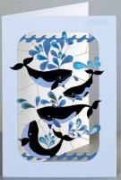 Opakowanie Karnet PM236 wycinany + koperta Cztery wieloryby