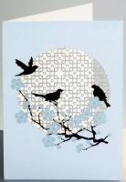 Opakowanie Karnet PM706 wycinany + koperta Ptaszki na gałęzi