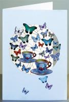 Opakowanie Karnet PM742 wycinany + koperta Motyle i filiżanki