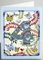 Opakowanie Karnet PM794 wycinany + koperta Urodziny 4 sowy