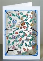 Opakowanie Karnet PM802 wycinany + koperta Sowy i liście