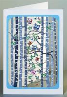 Opakowanie Karnet PM804 wycinany + koperta Sowy na drzewach