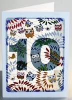 Opakowanie Karnet PM810 wycinany + koperta Urodziny 10 sowy