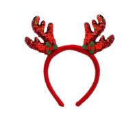 Opakowanie Opaska cekinowa z rogami renifera czerwona