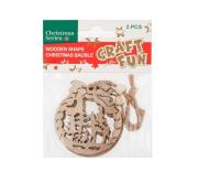 Opakowanie Ozdoba dekoracyjna drewniana bombka zawieszka 2szt