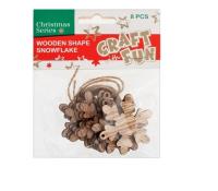 Opakowanie Ozdoba dekoracyjna drewniana śnieżynka 8szt
