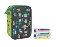 Opakowanie Piórnik 3 poz. z wyprawką Happy Bots zielony MILAN