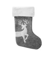 Opakowanie Skarpeta świąteczna szara z reniferem