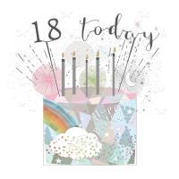 Opakowanie Karnet kwadrat mały z kopertą Urodziny 18 świeczki