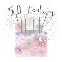 Opakowanie Karnet kwadrat mały z kopertą Urodziny 50 świeczki