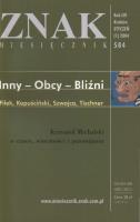 Miesięcznik 'Znak': Inny - Obcy - Bliźni. Numer 584 (styczeń 2004). Autor: Miesięcznik Znak. SmakLiter.pl Okładka książki Miesięcznik 'Znak': Inny - Obcy - Bliźni. Numer 584 (styczeń 2004)