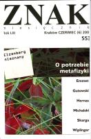 Miesięcznik 'Znak': O potrzebie metafizyki. Numer 553 (czerwiec 2001). Autor: Miesięcznik Znak. SmakLiter.pl Okładka książki Miesięcznik 'Znak': O potrzebie metafizyki. Numer 553 (czerwiec 2001)