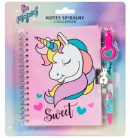Opakowanie Notes spiralny z długopisem Jednorożec 11