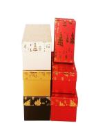 Opakowanie Pudełko kwadrat Hot Stamp Choinki Niebieski L