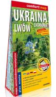 Ukraina Zachodnia i Lwów; laminowana mapa samochodowo-turystyczna 1:500 000, laminowany plan miasta. Autor:   Praca zbiorowa. SmakLiter.pl Okładka książki Ukraina Zachodnia i Lwów; laminowana mapa samochodowo-turystyczna 1:500 000, laminowany plan miasta