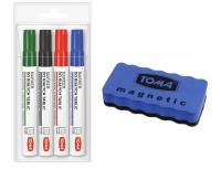 Marker do białych tablic 4 sztuki + ścieracz TOMA. Wydawca: TOMA. SmakLiter.pl Opakowanie Marker do białych tablic 4 sztuki + ścieracz TOMA
