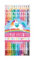 Kredki ołówkowe ścieralne Jednorożce 12 kolorów. Wydawca: Kolorowe Baloniki. SmakLiter.pl Opakowanie Kredki ołówkowe ścieralne Jednorożce 12 kolorów