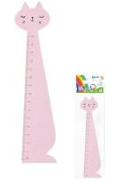 Opakowanie Linijka drewniana 15cm kot różowy FIORELLO