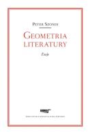 Geometria literatury. Esej. Autor: Peter Szondi. SmakLiter.pl Okładka książki Geometria literatury. Esej