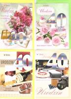 Opakowanie Karnet B6 z naklejką 40-ste urodziny (10szt) MIX