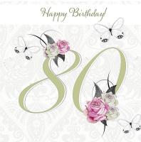 Karnet Swarovski kwadrat CL1680 Urodziny 80. Wydawca: Clear Creations. SmakLiter.pl Opakowanie Karnet Swarovski kwadrat CL1680 Urodziny 80