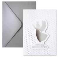Opakowanie Kartka komunijna srebrny anioł