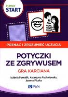 Pewny Start Poznać i zrozumieć uczucia Potyczki ze Zgrywusem Gra karciana. Autor: Izabela Fornalik, Pachniewska Katarzyna, Płuska Joanna. SmakLiter.pl Okładka książki Pewny Start Poznać i zrozumieć uczucia Potyczki ze Zgrywusem Gra karciana