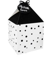 Opakowanie Pudełko na prezenty 11x11 biało-czarne kropki 4szt