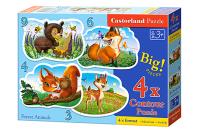 Opakowanie PUZZLE 4x1 KONTUROWE 3-4-6-9 Forest Animals
